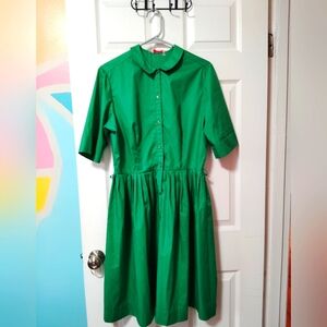 Vintage Green Button-Up Dress